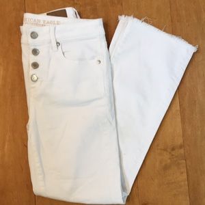 American Eagle White Crop Flare Jeans